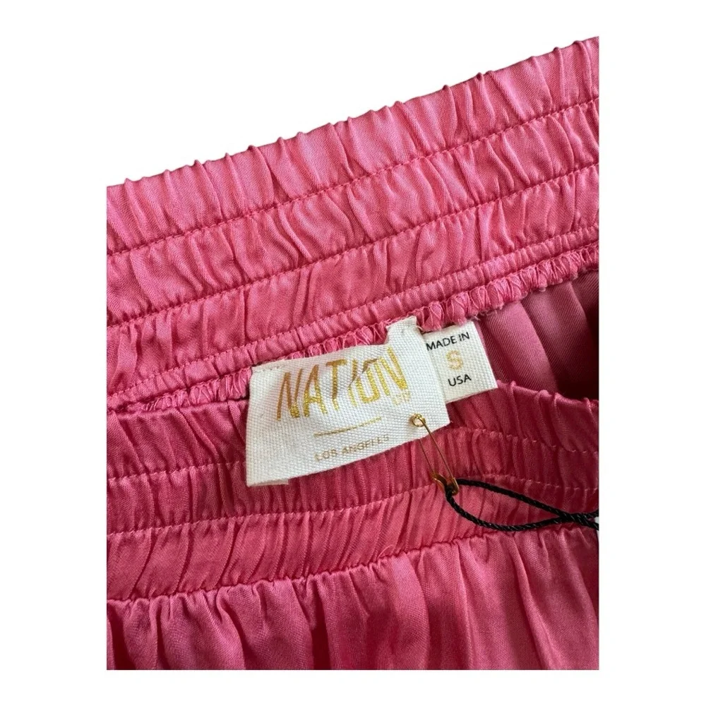 NATION LTD | NWT $235 Quincy Sateen Mini Skirt in Strawberry Shake, Size Small